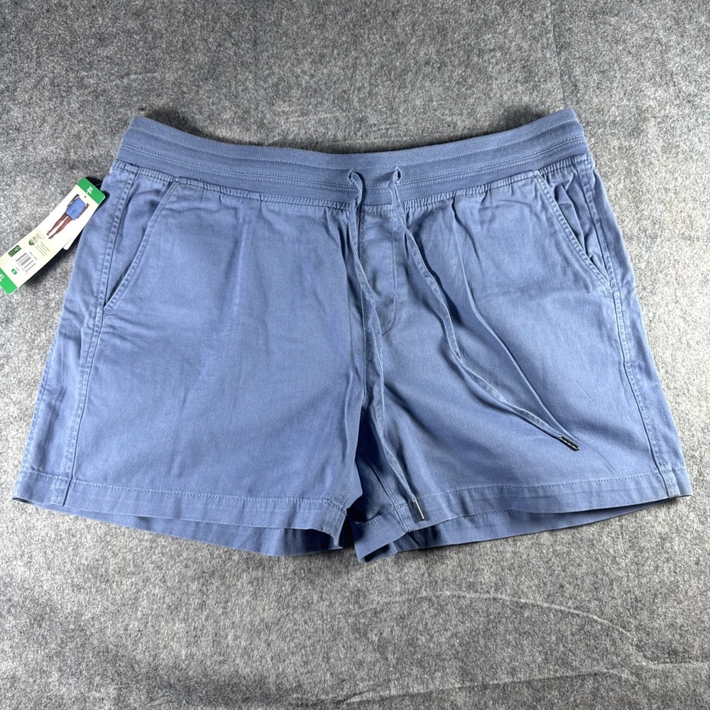 Orvis Women Blue Chino Shorts XL High Rise Drawstring Pockets 1752052